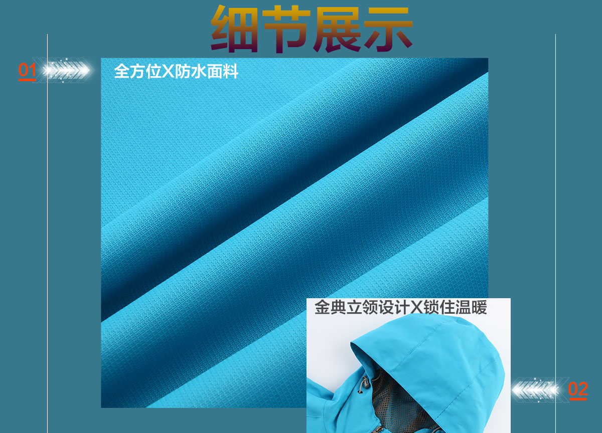 企業沖鋒衣全方位細節展示